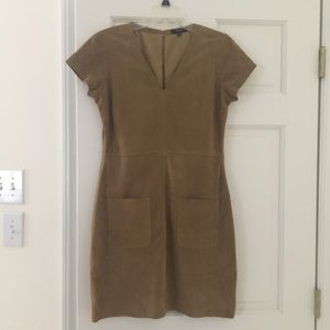 NWOT Madewell Tan Brown Suede Shift Dress Pockets